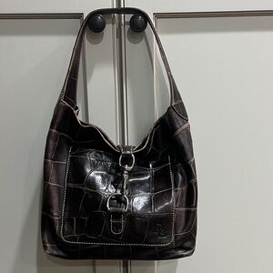 Dooney & Bourke Dark Brown Croc-Embossed Shoulder Bag